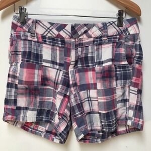 G.H. Bass Women 6 Shorts Multicolored Plaid Patchwork Chino 100% Cotton Preppy